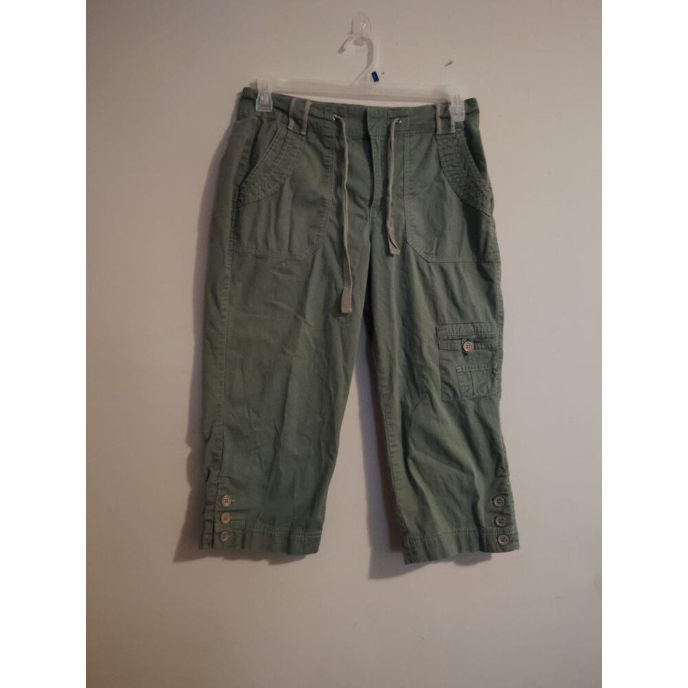 Gloria Vanderbilt Women's Capri Pants‎ Size 10 Palm Green Drawstring